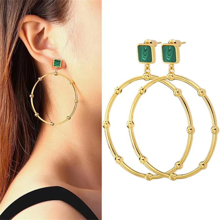 Earrings For Women Big Circle Round Earrings Gold Color Stud Charm Metal Enamel Jewelry Bijoux Femme Gift 2022 Copper Accessory Luxury Popular Retro Gifts Simpple