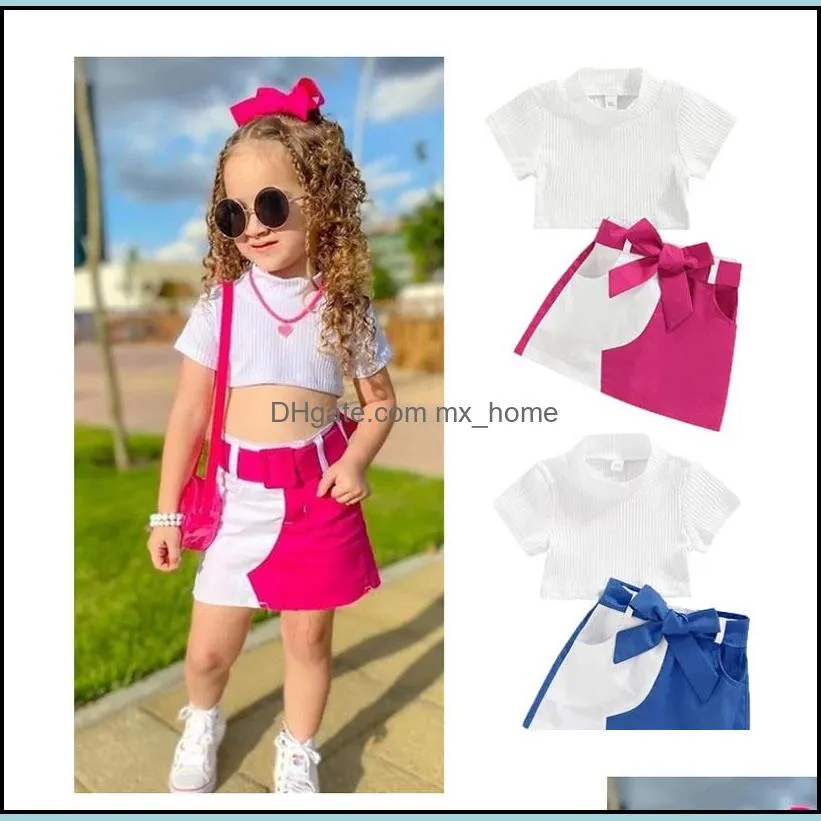 Ensembles de vêtements Enfants Filles Tenues Enfants Topsandbow Jupes 2Pcs / Set Boutique De Mode D'été Bébé Vêtements Z6378 D Mxhome Dhxjg