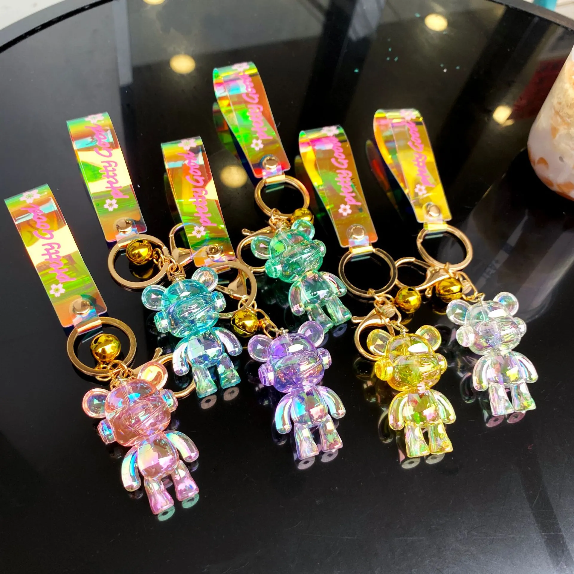 Cute Bear Keychain With Bow, Transparent Acrylic Charm | DHgate