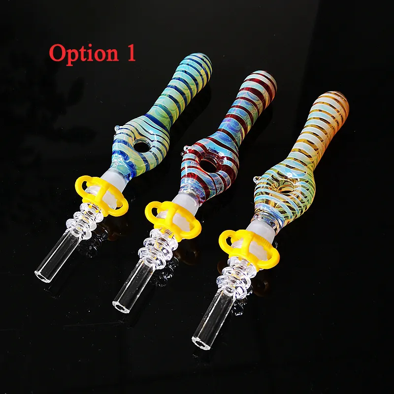 10 mm gewrichten kopige glazen waterpijpen nector collector NC -kits met rookaccessoires kwart tips dab rietolie rigs rookpijpen kleuren willekeurig