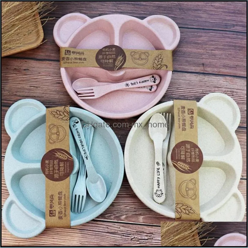 1pack baby bamboo tableware bowl+spoon + fork feeding food tableware cartoon panda kids dishes baby eating dinnerware set 121 q2