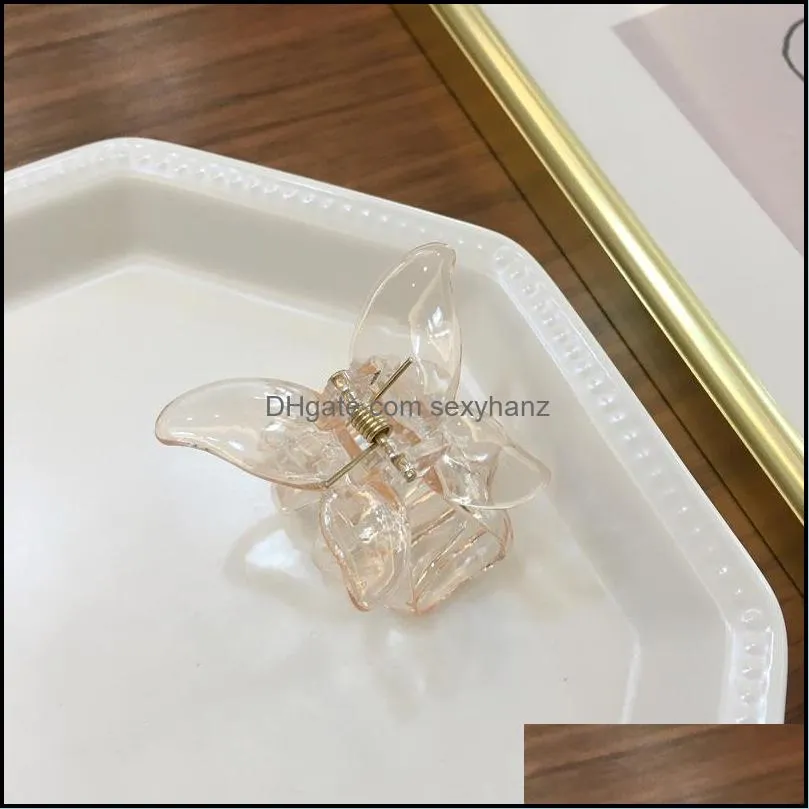 length 3.6 cm small transparent butterfly shape hair clamps european women resin plastic animal scrunchies claw clips shower ponytail headdress hairpins 6