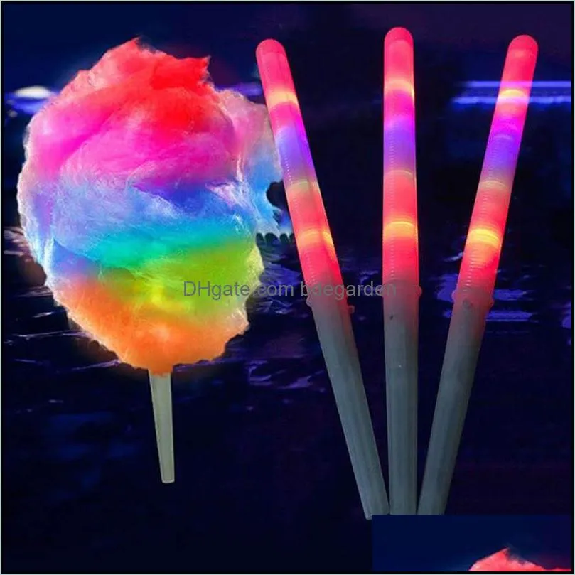 2020 LED Cotton Candy Glow Glowing Sticks Light Up Flashing Cone Fairy Floss Stick Lamp Home Party Decoration