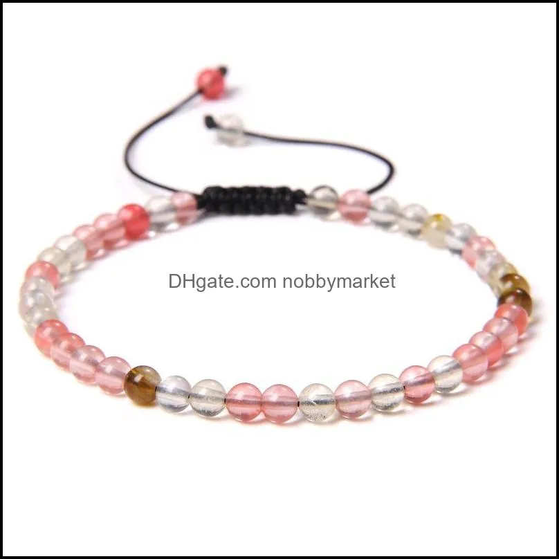 4mm Natural Agate Stone Braided Beaded Bracelet For Women Mini Beads Energy Pulsera Fashion Energy Meditation Yoga