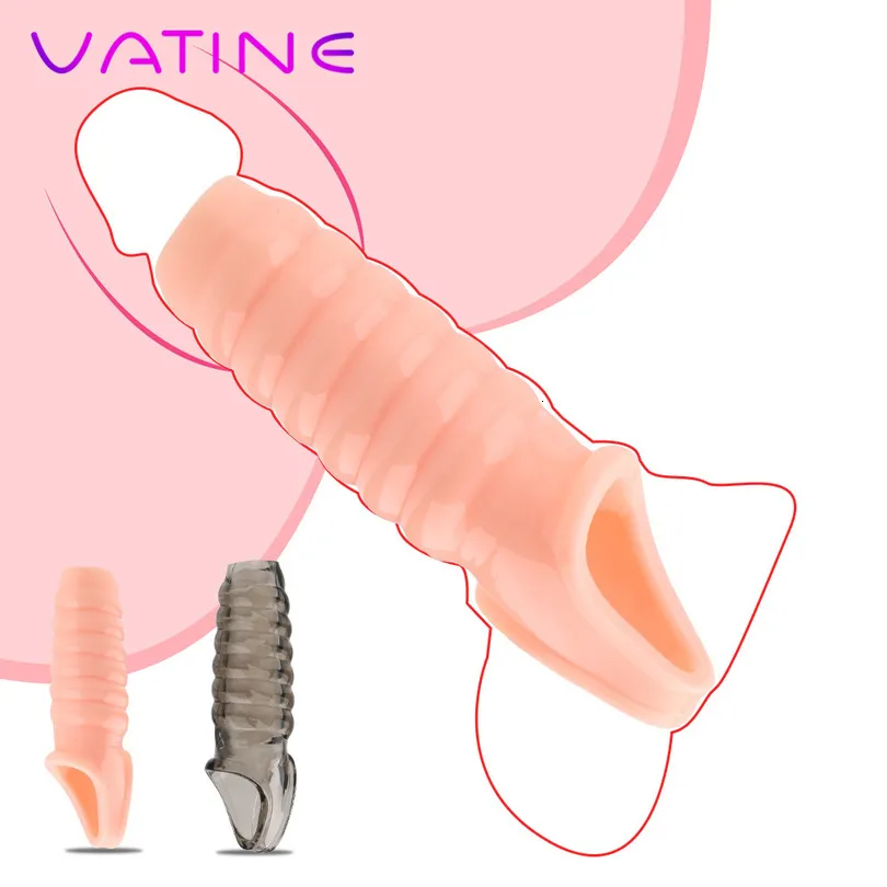 Massager Sex Toys Silikon wielokrotnego użytku penis rękaw powiększenie Extender Opóźnienie wytrysku Pierścień Kuku