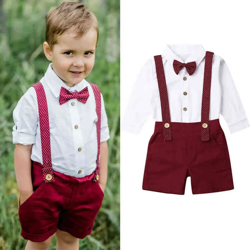 Citgeett Summer 2 Piece Toddler Baby Boy Girls White T-shirt Tops black Pants Overalls Outfits Clothing Gentleman Set J220711