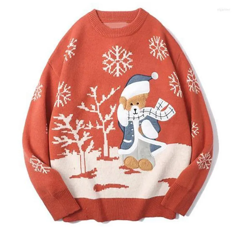 Мужские свитера рождественский свитер мужчины 2022 зимний год медведя вышиваем