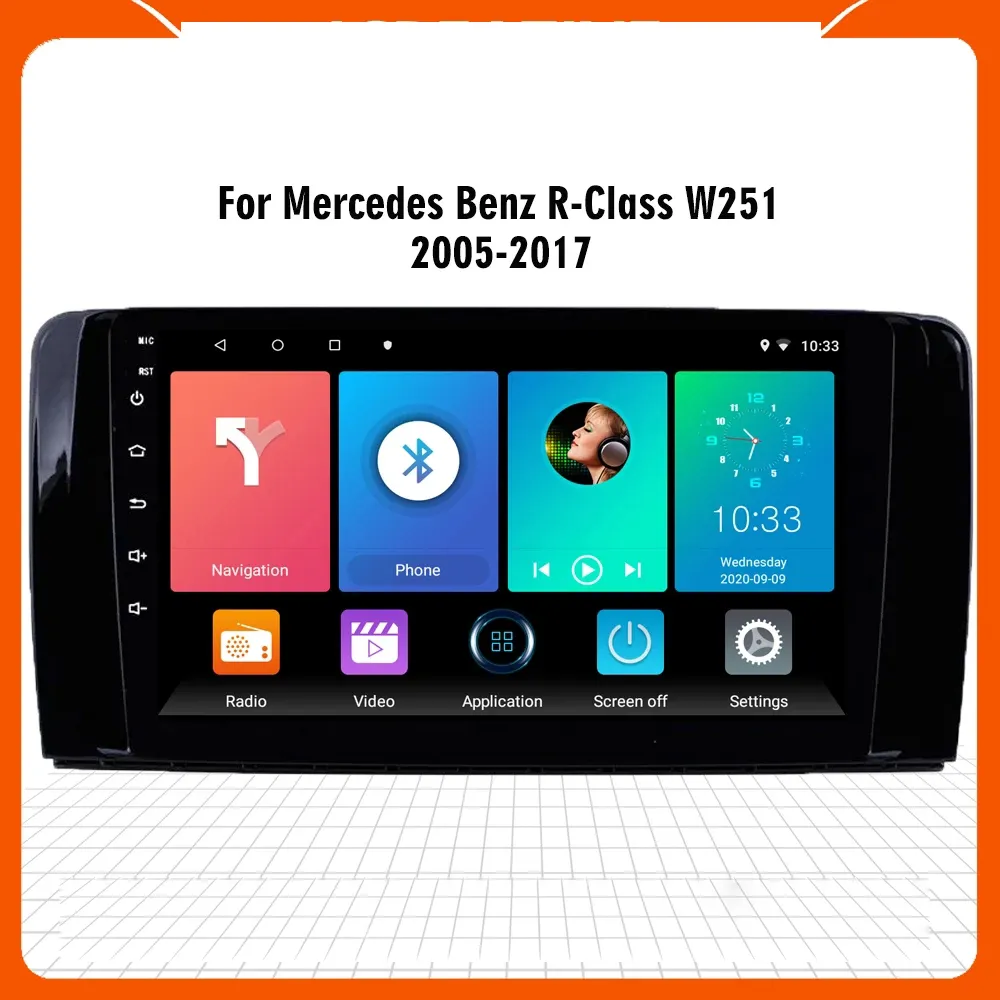 9 inch Auto Radio Android 10 Auto Video Stereo voor Benz R 2006-2014 GPS Navigation Bt WiFi