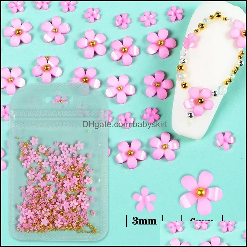 2g/Bag 3D Pink Flower Nail Art Jewelry Mixed Size Steel Ball Supplies For Professional Accessories DIY Manicure Design