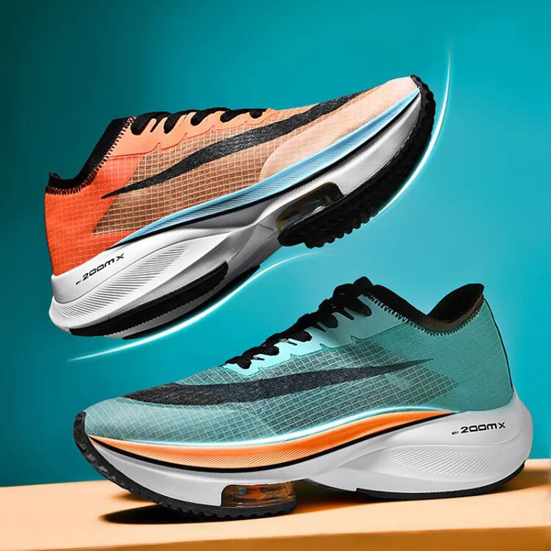 Unisex koşu ayakkabıları uçan dokuma nefes alabilen erkekler fitness hava yastığı dış mekan marka spor platformu spor ayakkabılar 220812