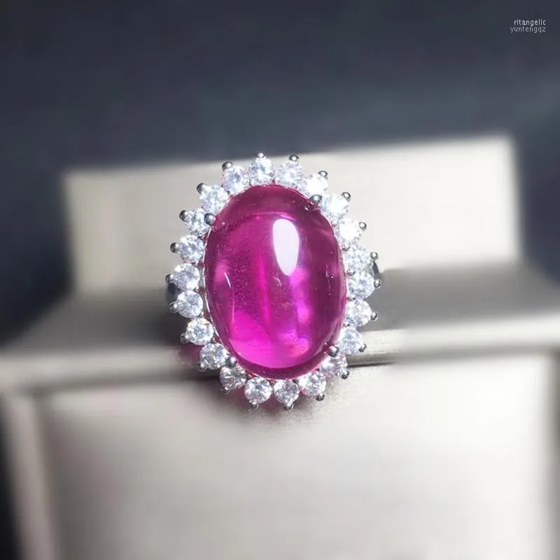 Klusterringar rubin oval stil stor glänsande ring per smycken 11ct ädelsten 925 sterling silver fin t2061819 rita22