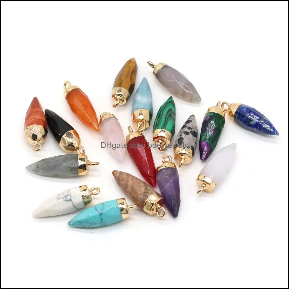 pendulum chakra circular cone point pendant healing crystal reiki charms for necklace jewelry making amethyst rose quartz acc