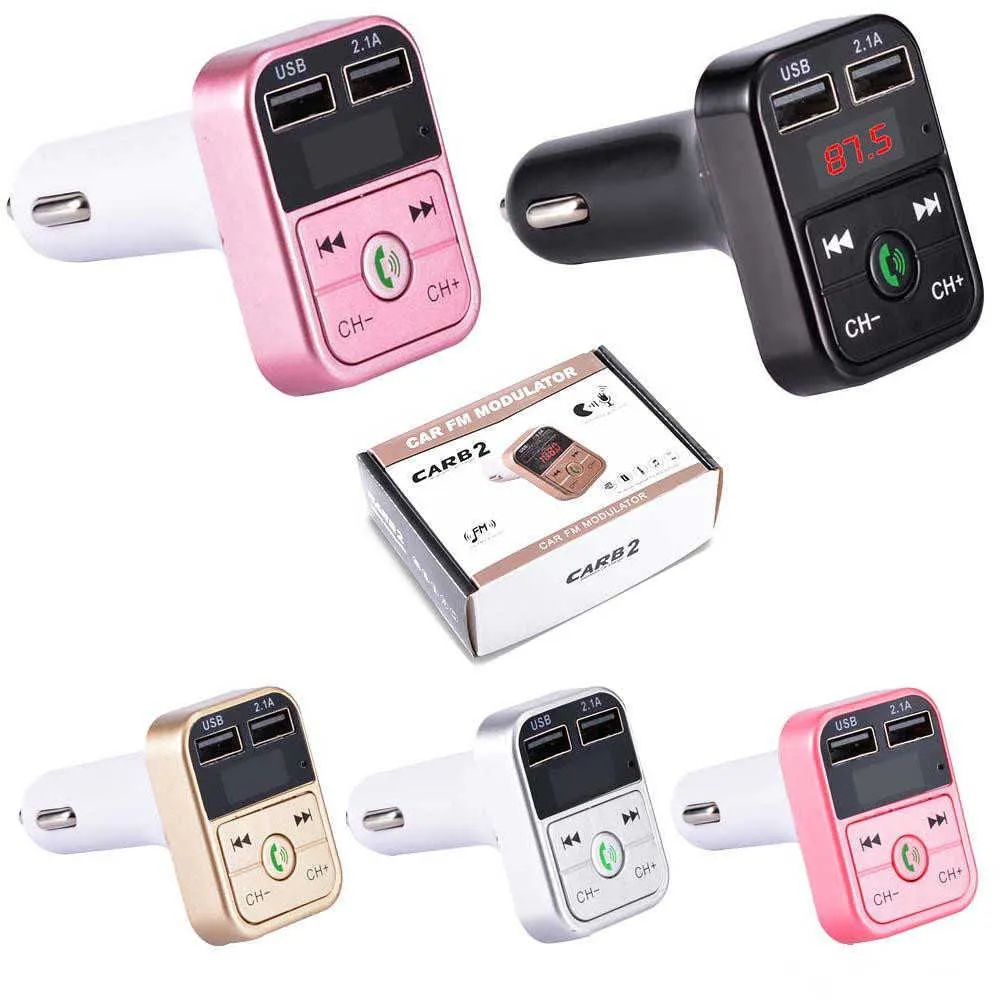 B2 Wireless Bluetooth Multifunktion FM Sändare USB Car Charger Mini Mp3 Player Kit Holder TF Card Handsfree Headset Modulator