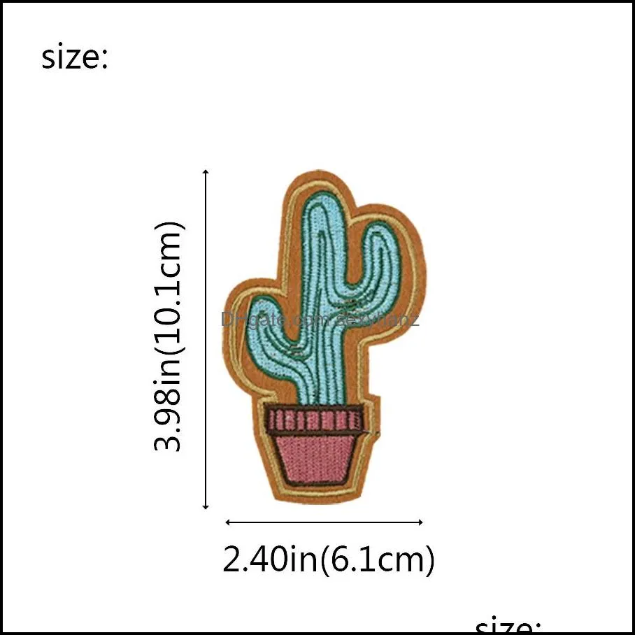 diyes for clothing iron embroidered cactus applique iron ones sewing accessories badge stickers on clothes bag