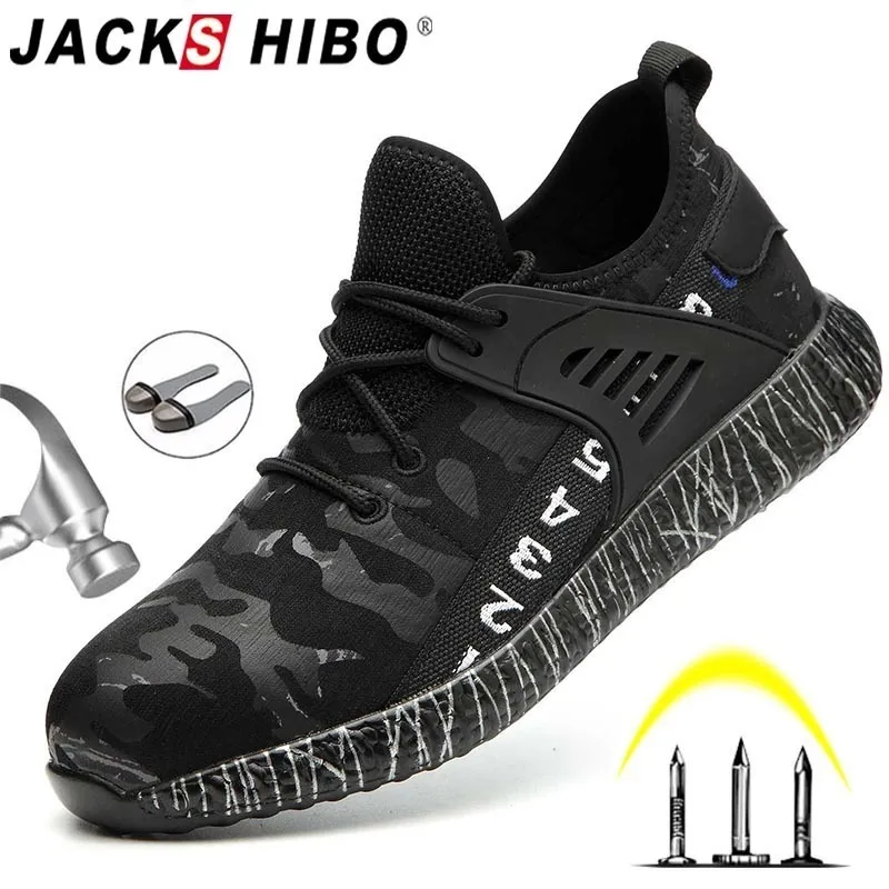 JACKSHIBO Safety Work Shoes Boots For Men Male AntiSmashing Steel Toe Cap Boots Construction Shoes Safety Boots Work Sneakers Y200915