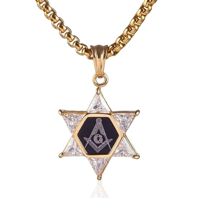 Naszyjniki wisiorek gwiazda Davida Masońskiego Naszyjka dla mężczyzn Kobiety klasyczny amulet biżuteria