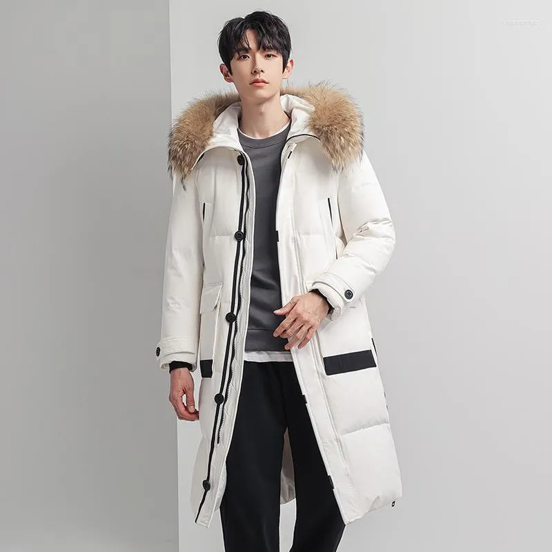 Heren Down Parkas Winter Jacket X-Long Fashion Real Fur 90% Witte Duck Dikke Warm Puffer Solid Coatsmen's Luci22