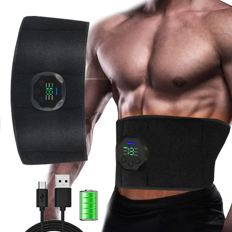 EMS Muscle Stimulator Abdominal Trainer Body Vibration Massage Slimming Belt Midje AB Machine Fitness Workout Equipment Dropship 220408