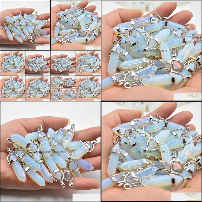 fashion hotselling opal stone charms hexagonal healing reiki point charms pendants for jewelry making