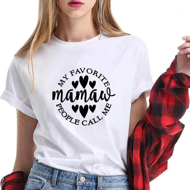 My Favourite People Call Me Mama Mom Tshirt Funny Graphic Women T-shirt Short Sleeve Top Tees Cotton O Neck Mother Shirts Women's