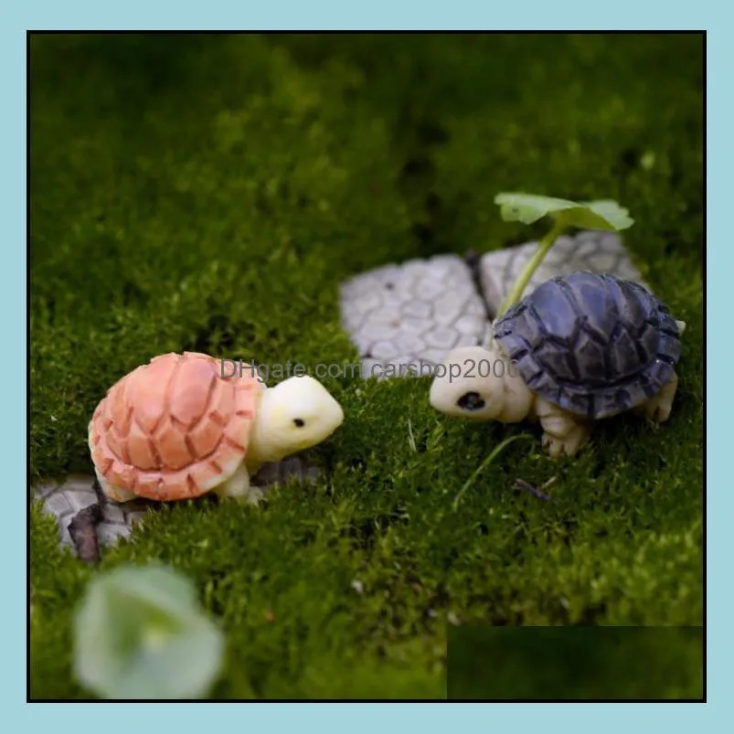 turtle fairy garden miniature mini animal tortoise resin artificial craft bonsai garden decoration 2cm 2 colors dhl free shipping