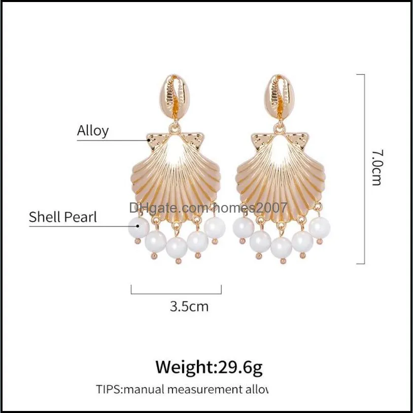 Hypoallergenic stainless steel earrings shell pearl earrings European and American alloy conch Earrings for women and girls