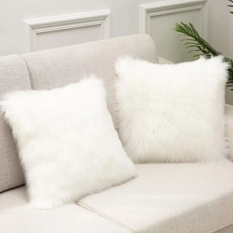 Kudde/dekorativ kudde soffa plysch kuddar långt hår bekvämt och mjuka kuddar tvättbar fyrkantig bil fluffig kuddecushion/dekorativ