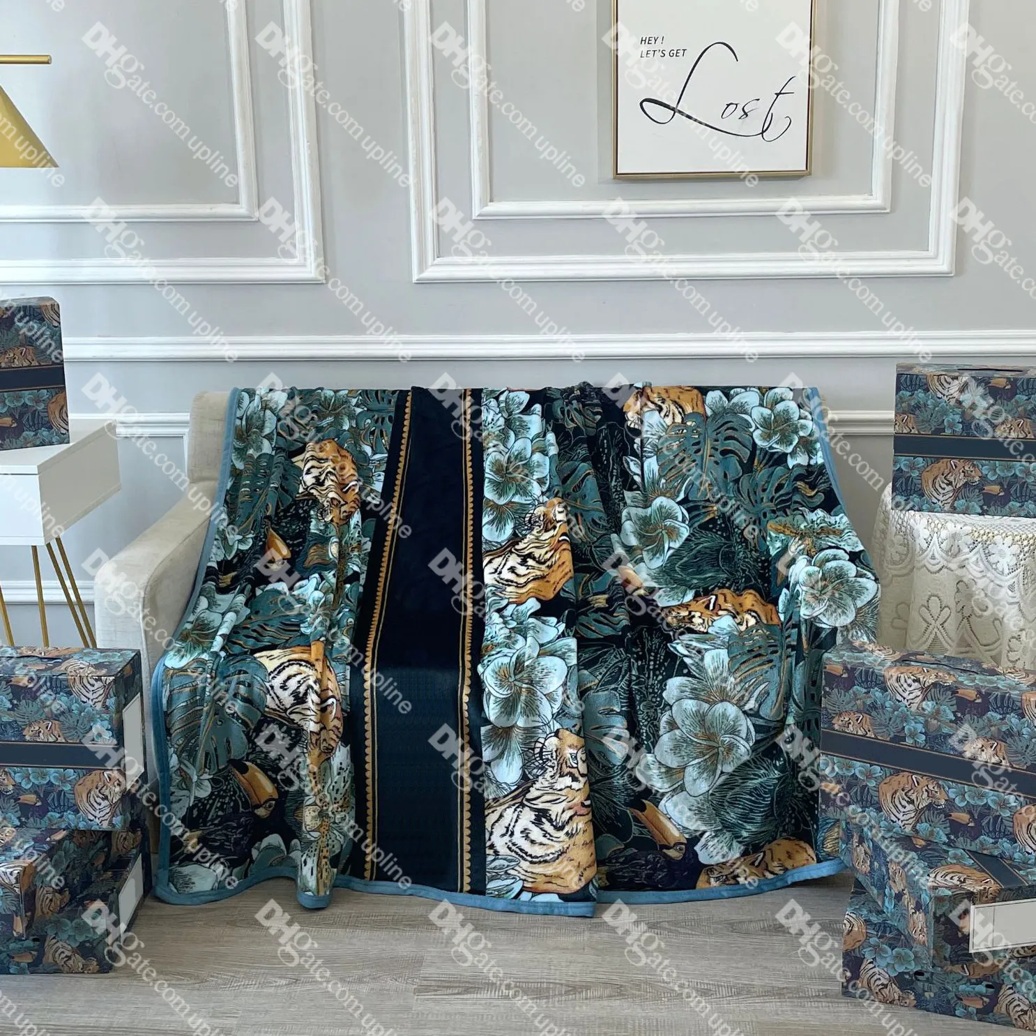 Couvertures imprimées florales Vintage couverture décorative élégante maison canapé couverture chambre drap de lit chaud épais châle tapis