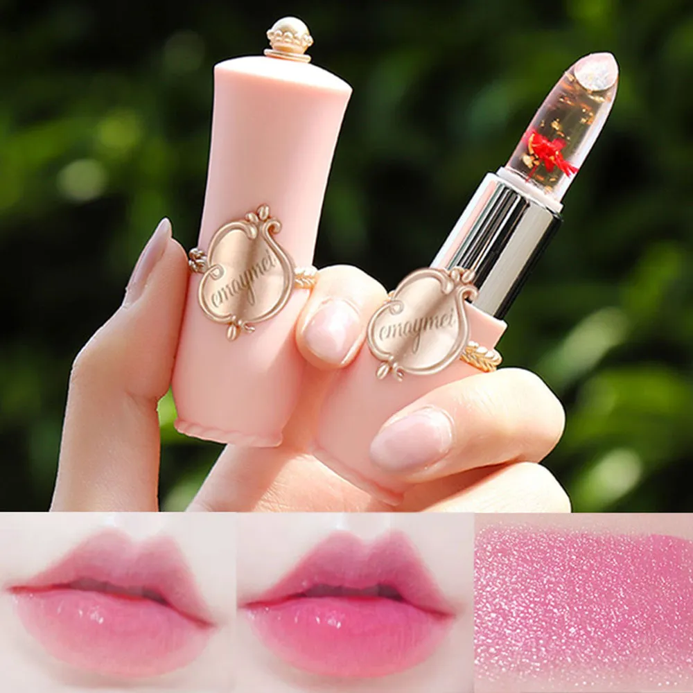 6 Colors Lipstick Moisturizing Long Lasting Flower Crystal Jelly Lipstick Magic Temperature Color Changing Lip Balm 12pcs