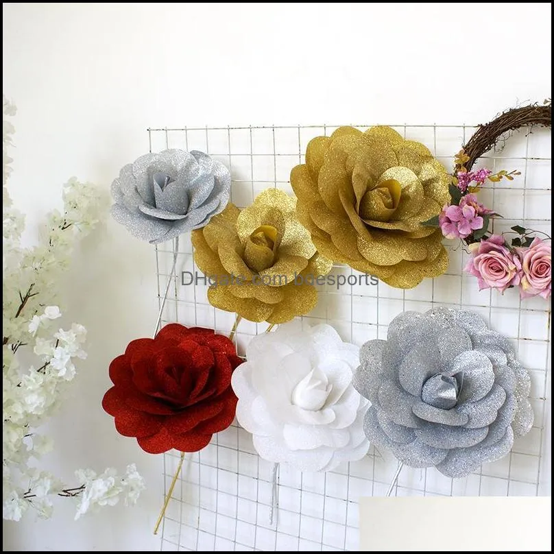 Decorative Flowers & Wreaths Large Artificial Rose Flower Head For Home Decoration Wedding Party PE Fake DIY Wall Christmas
