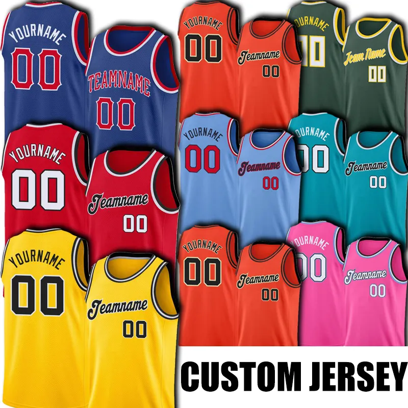 2022 Custom Mens Man Basketball Gold Jersey Diy Stitched Sweatshirt Birthday cadeautjes maat S-XXL nieuw seizoen