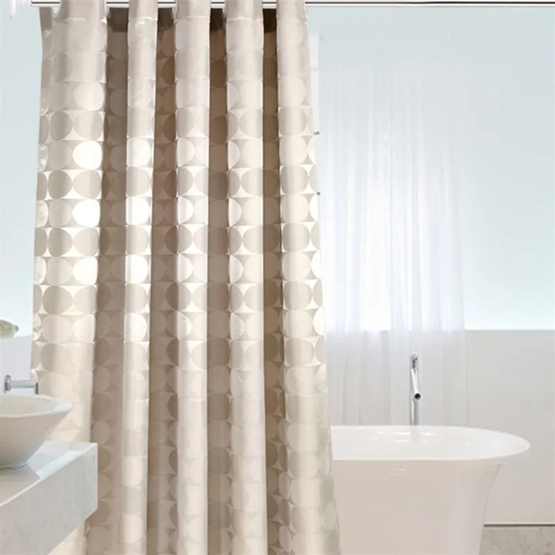 Elegant Circle Solid Shower Curtain Polyester Fabric Thick Waterproof Bath Curtain Mold Simple Bathroom Set Partition Curtain 210402