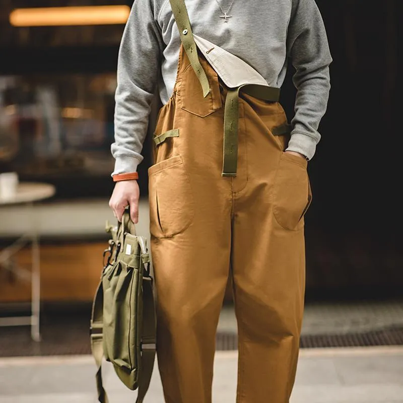 Pantalon pour hommes Maden 2022 Bib pour hommes American Vintage Loose Solid Combinaisons Streetwear Multi Poches Bretelles Casual Cargo SalopetteMen's