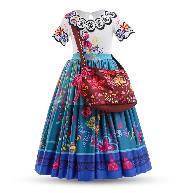 Encanto Disney Charm Costume Princess Dress Mirabel Madrigal Cosplay  Dresses Summer Girl kid's Dress Vestido For Birthday Party 