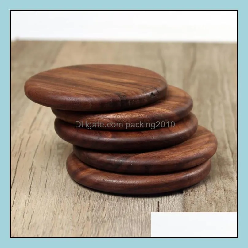 solid wood coasters coffee tea cup pads insulated drinking mats black walnut teapot table mats home desk mats decoration cfyz356q