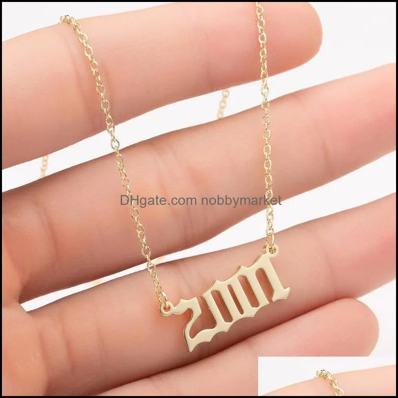Birth Years Necklace,Initial Year Number Pendant Necklace For Women Girls Birthday Gift Charm Friendship Stainless steel Necklace-Z