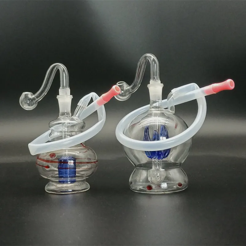 DHL Glass Bubble Smoking Bong Set Hookah Water Mini Bongs Pipe Dab Rigs Bubbler Recycler Rigs Oil Burner