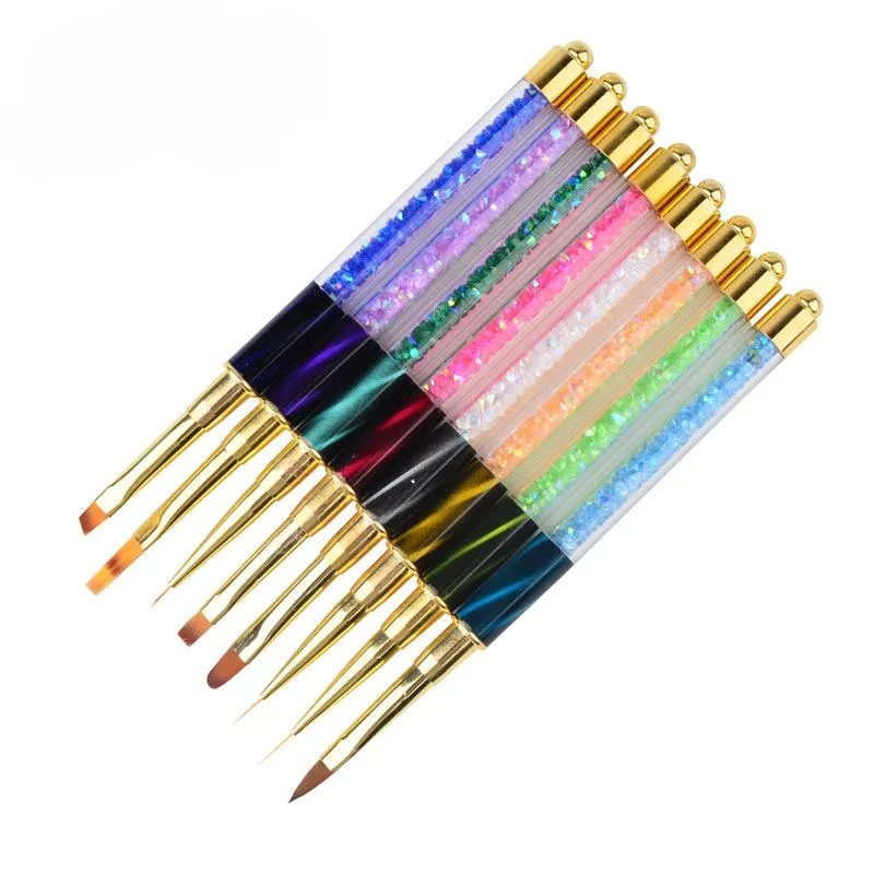 Nail Crystal Brushes Supplies for Professionals Acrylic Gel Nails Painting Brush Crystal Handle