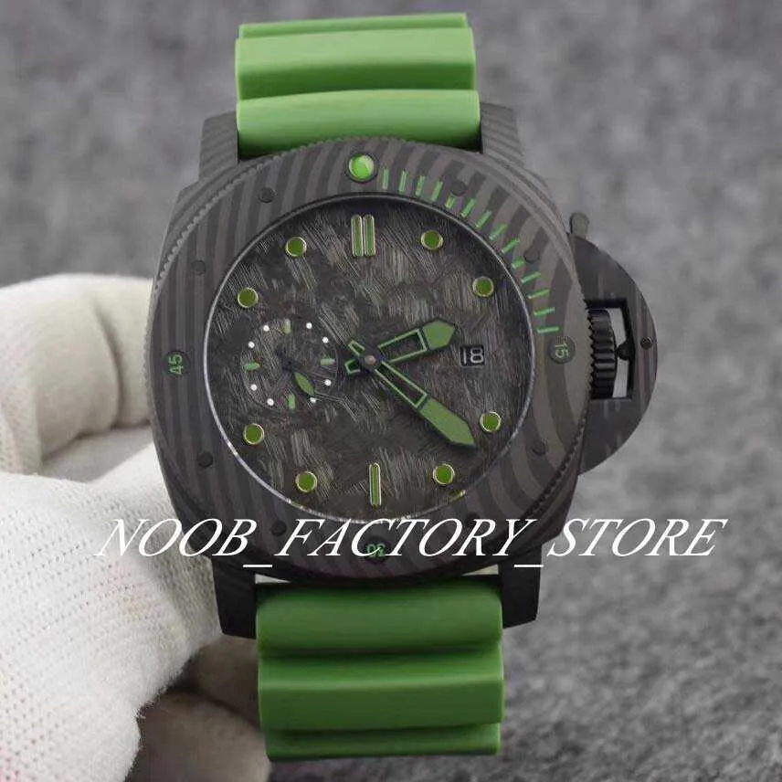 Watch of Men Classic Series 00961 Automatic Movement 47mm Counter clockwise Rotating Bezel Case Green Rubber Strap Luminous Diving Mens