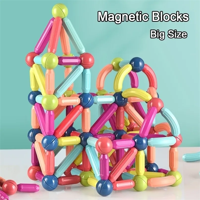 Manyetik çubuk yapı taşları set çocuklar 2565pcs büyük boy mıknatıslar tuğla montessori eonal oyuncaklar için hediye 220715