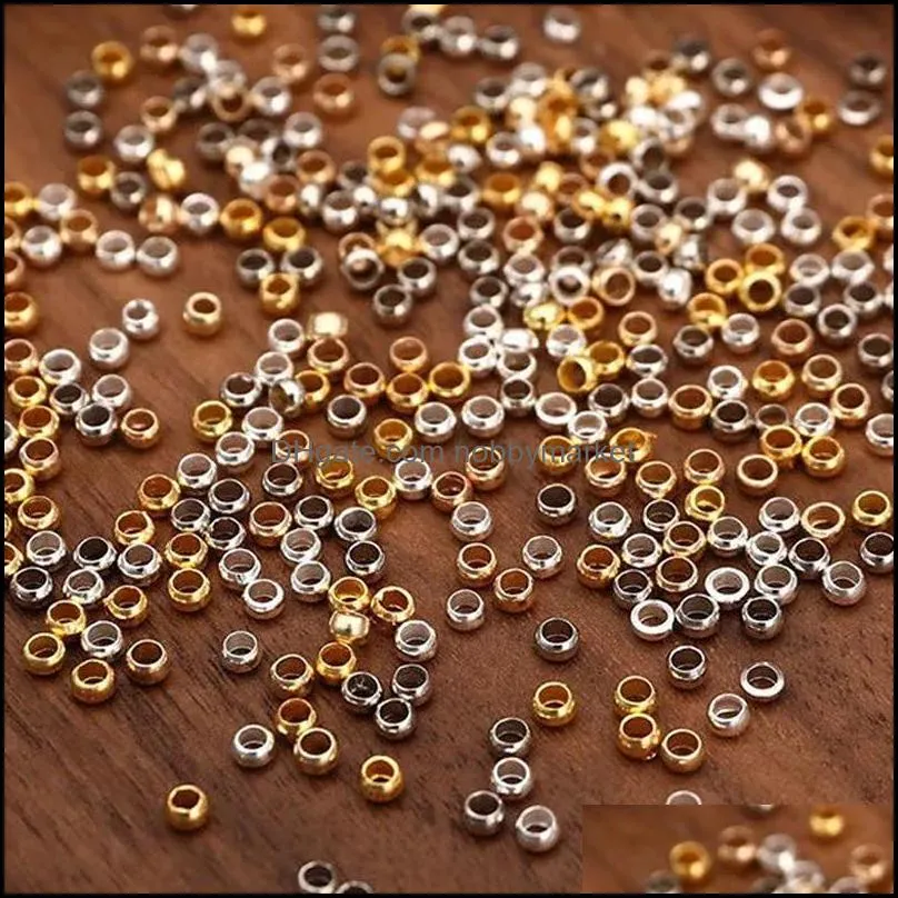 500 stks Gold Sier Ball Crimps End Kralen 2 / 2.5 / M Stopper Spacer Componenten voor Sieraden Maken Bevindingen DIY Accessoires Drop Levering 2021 OTH