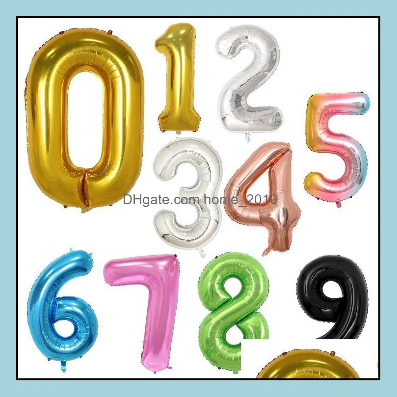 wholesale 40 inch number balloons 50pcs/lot 0-9 numbers aluminium foil balloons birthday & wedding party decorations sn3757