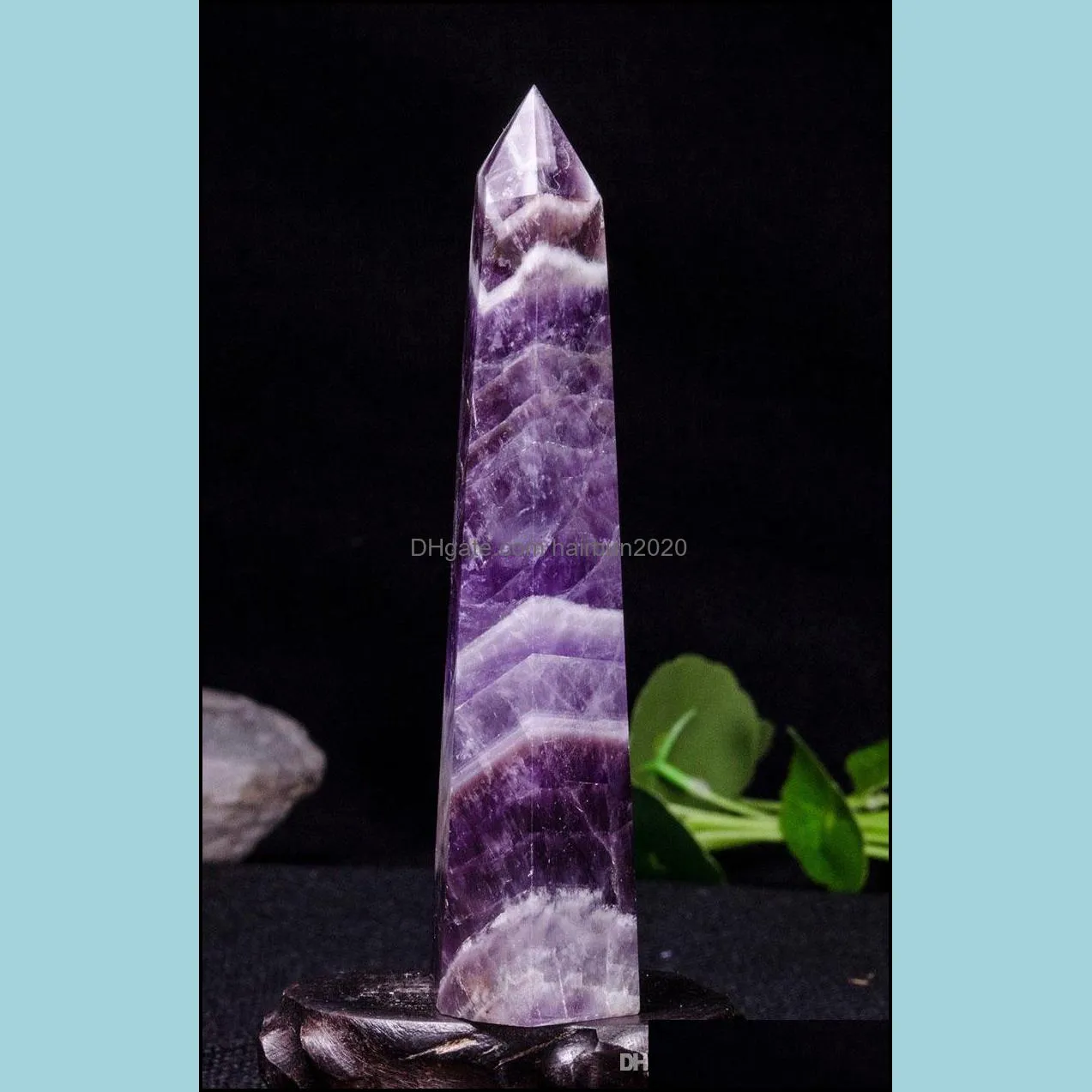 Free shipping Wholesale Rare Purple Natural Chevron Banded Amethyst Tower Auralite Quartz Crystal Point Wand Healing Jewelry Making