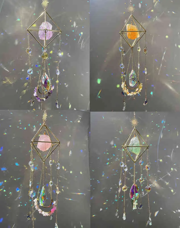 Healing Aura Quartz Window Sun Catcher Prism/Prism Hanging Suncatcher/Car Charm Window/Witchy Suncatchers AA220318