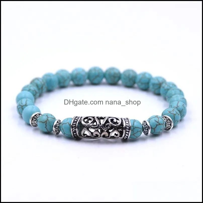 New 8MM Natural Black Lava Stone Turquoise bead Bracelet DIY Aromatherapy Essential Oil Diffuser Bracelet For Women