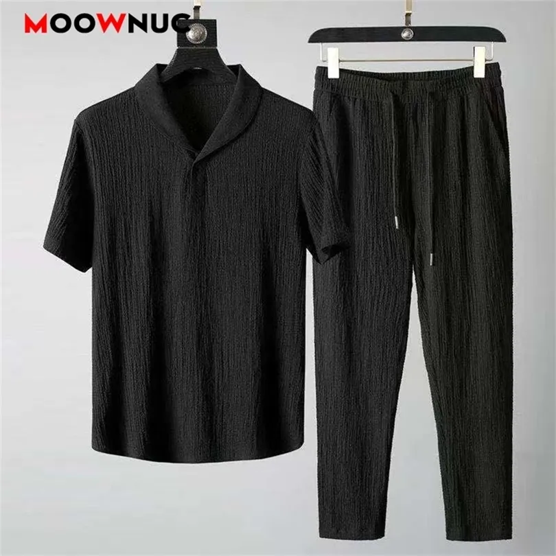 Summer Men s Casual Sets T Shirts Pants Sportswear Jogger Male Fashion Tracksuits Sweatshirt Hombre Fit MOOWNUC 220621