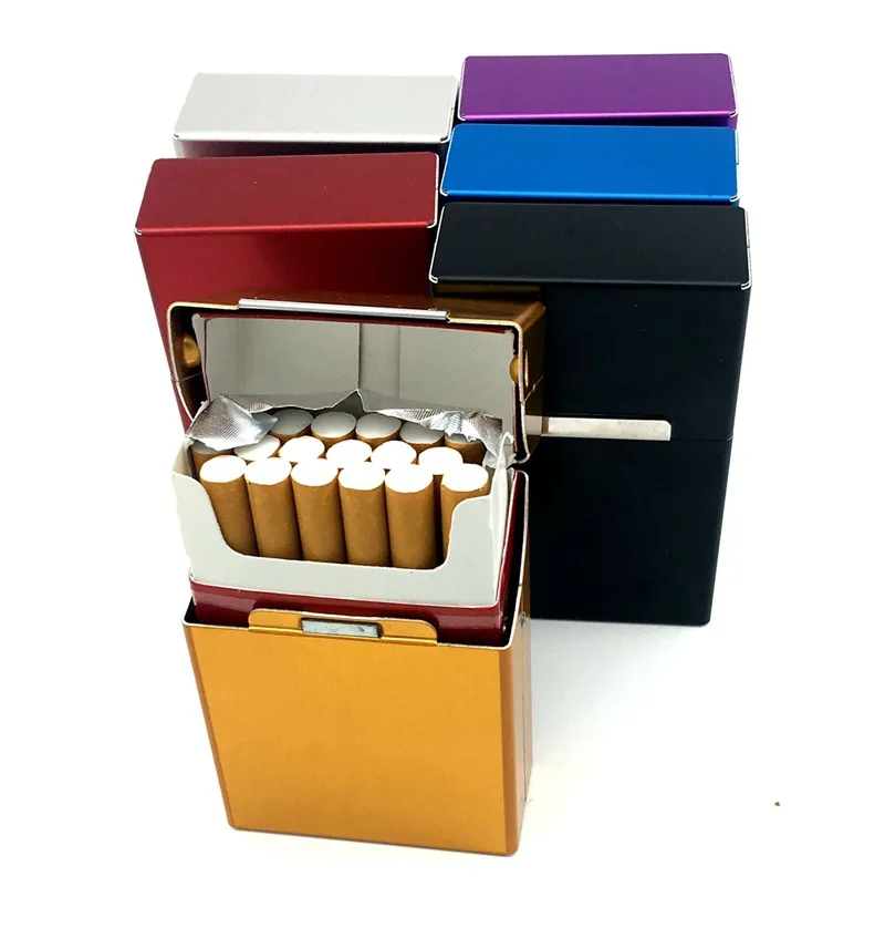 Glass Pipe Store Magnets Creative Men's Cigarette Case With 20 Packs Aluminium Alloy Cigarett Box Storage