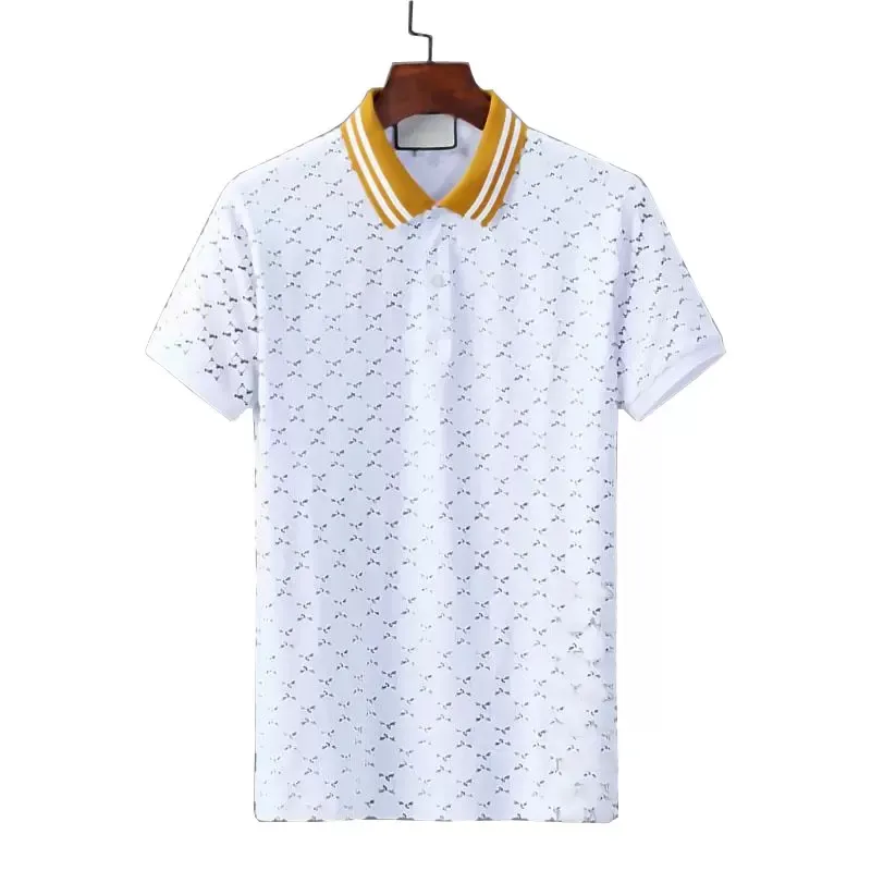 Mens stylist polo skjortor hög gata kortärmad luxurys designer polos män mode snake bee blommig broderi bomull t-shirt svart blå vit avslappnad polos skjorta ss