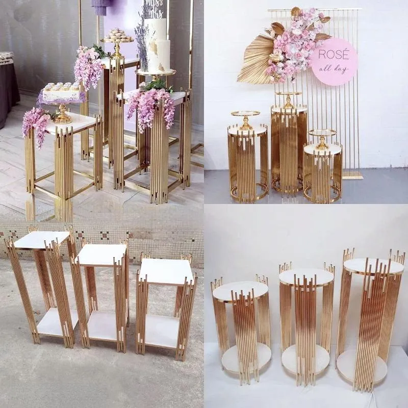 3 pièces de luxe en plein air pelouse décoration de mariage Dessert socle Table fête d'anniversaire gâteau support bonbons présentoir chocolat biscuits support baptême douche décors