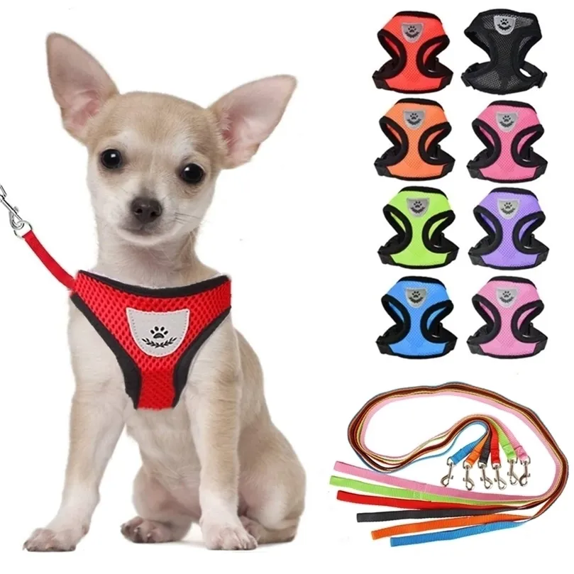 Nylon Mesh Cat Harness and Leash Breattable Kitten Cats Harnesses Small Dog Puppy Harness for French Bulldog Chihuahua Pug 220815